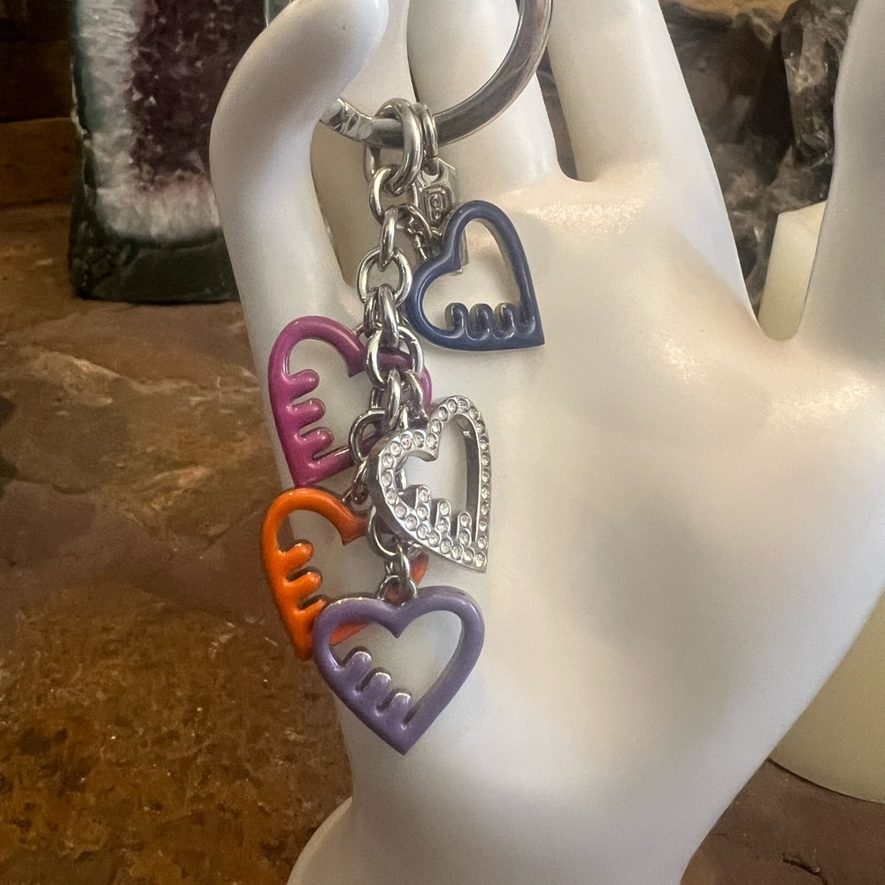 Coach Hearts with Crystals Key Fob Bag Charm